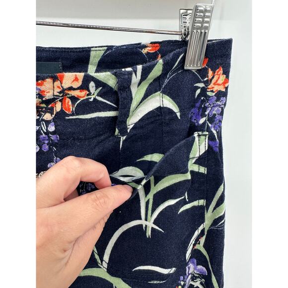 Anthropologie Maeve The Colette Dark Blue Floral Wide Leg Linen Pants Size 27 - Picture 8 of 16